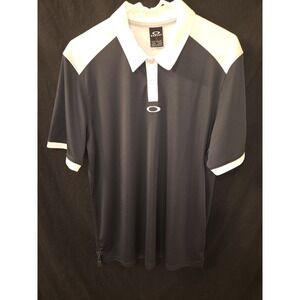 Oakley Polo Shirt Mens Size Large Black Short Sleeve Regular Fit Golf‎ Preppy
